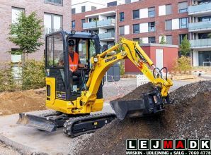 Udlejes Minigraver 2 ton Komatsu PC20MR-3 med powertilt